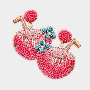 Stunning Pink Beaded Cocktail Earrings